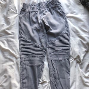 Gray Biker Jeggings w Ankle Zippers